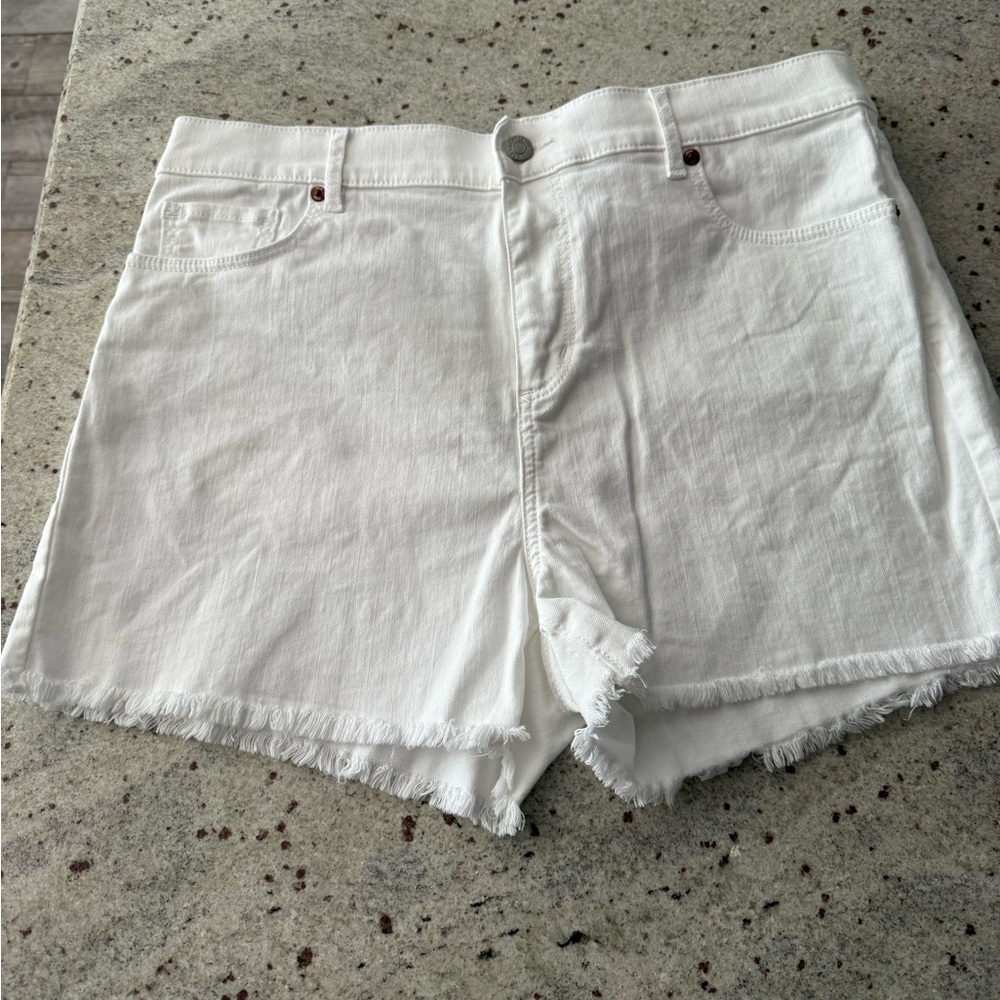 Fresh Cut High Rise Cut Off Denim Shorts in White